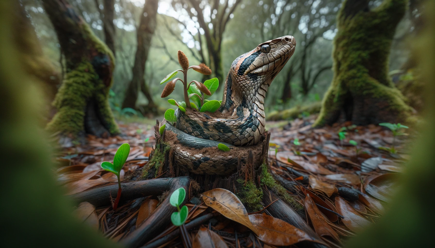 transformación y renovación representadas por una serpiente mudando su piel en la naturaleza